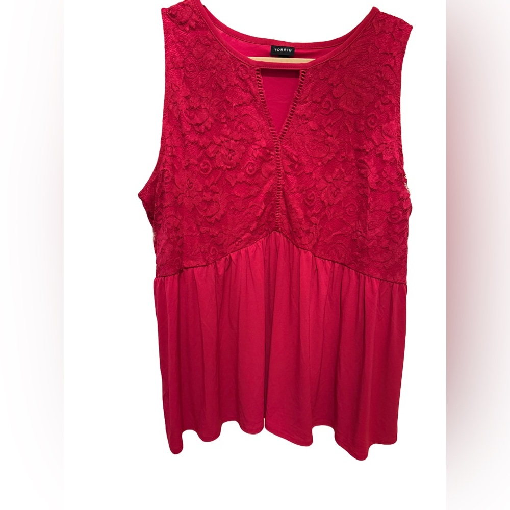 Red Lace Sleeveless Top